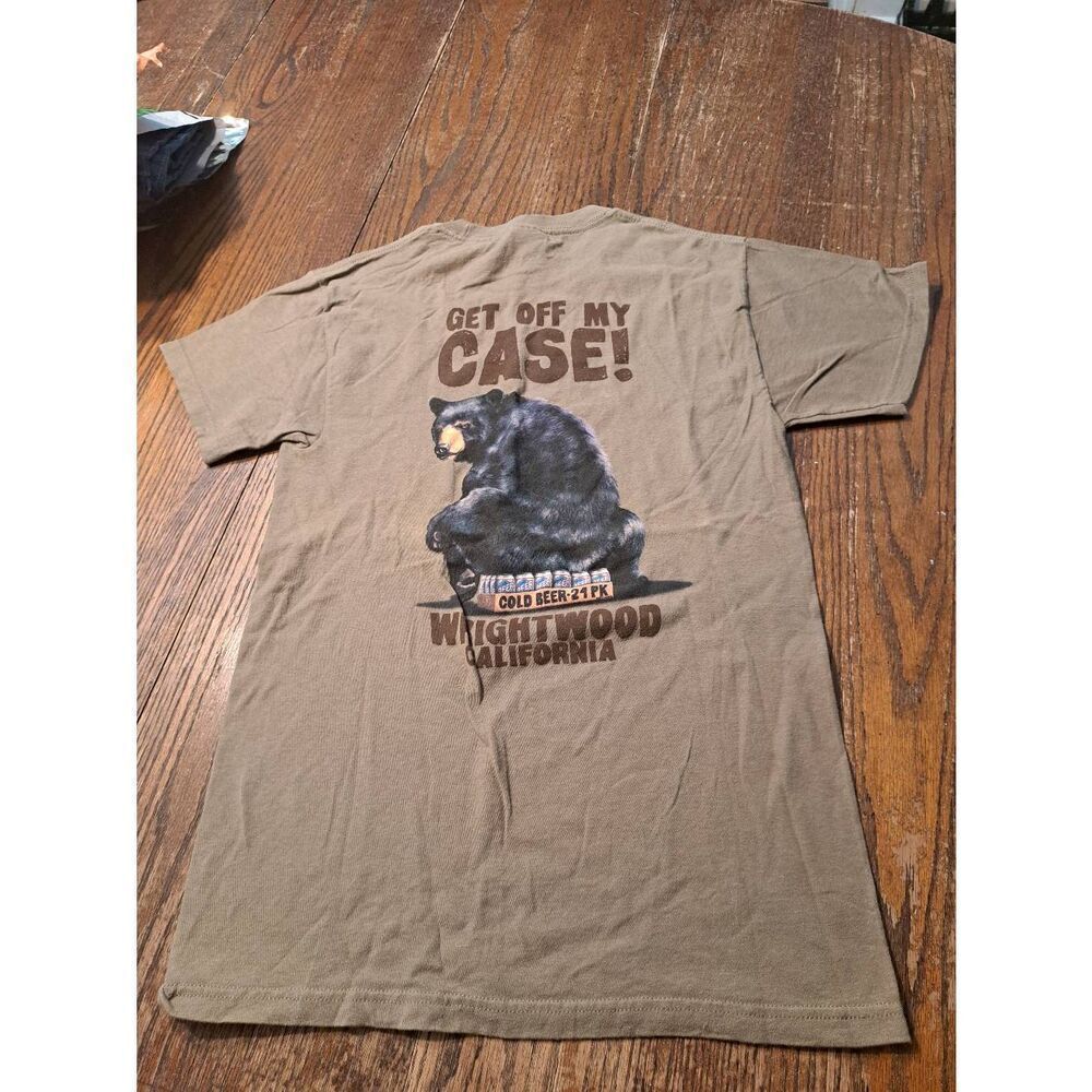 New DUCKCO Sz Small Novelty Bear Beer Tee T-Shirt Wrightwood CA Get Off My Case